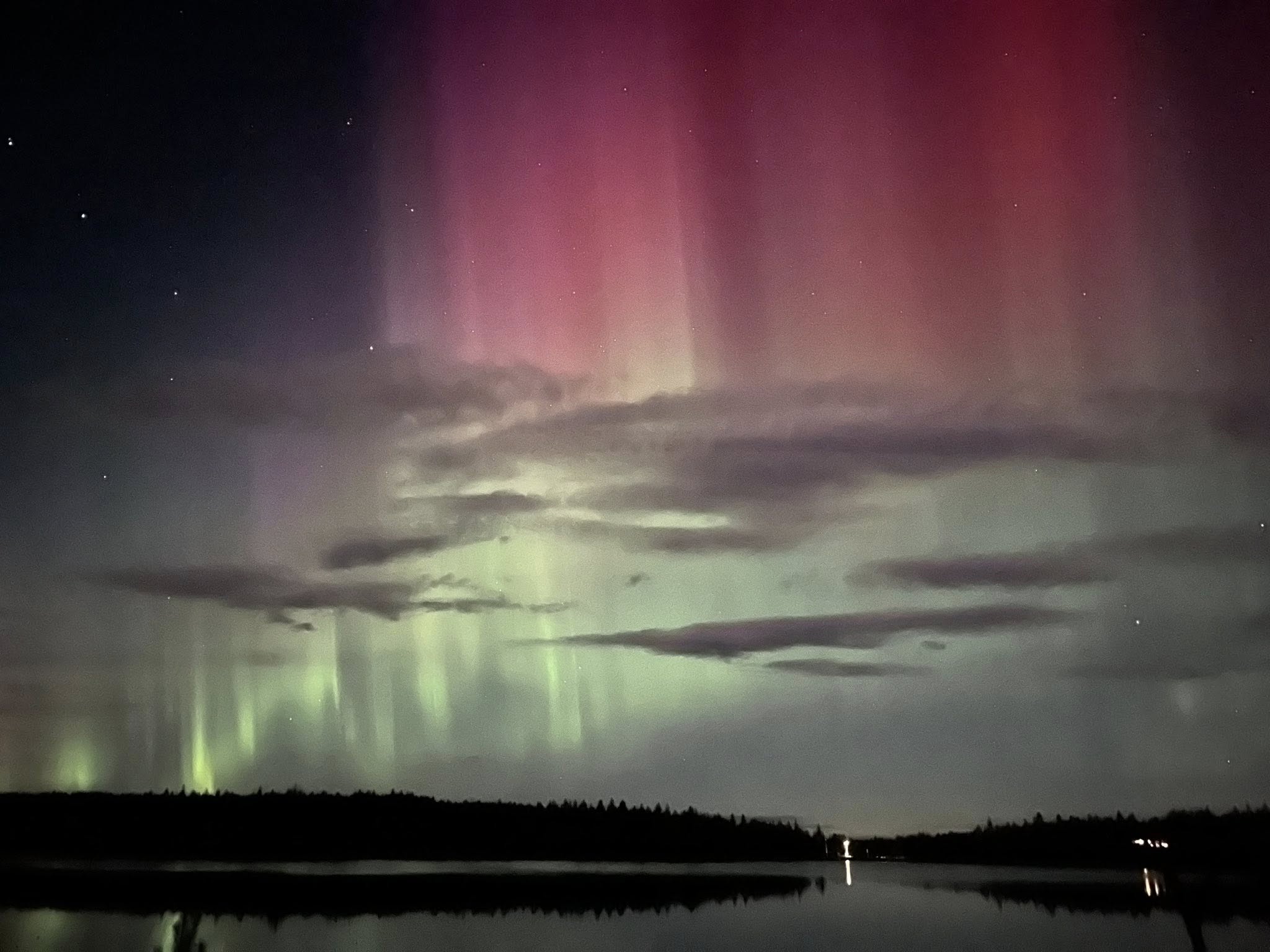 Pink and green aurora