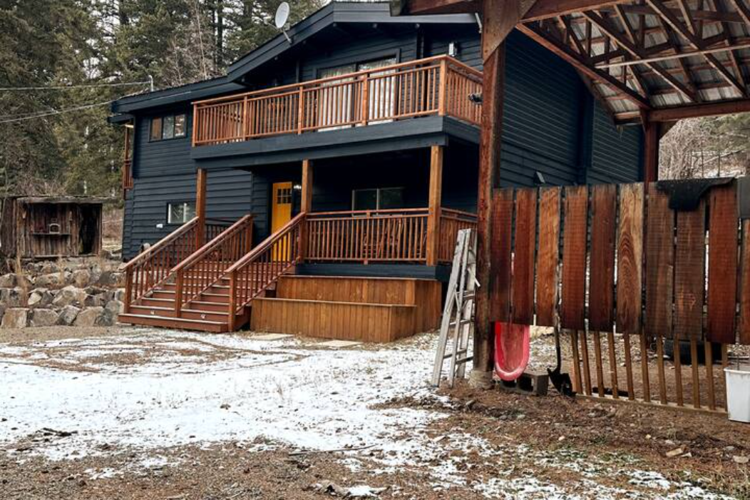 Cabin in winter from the carport