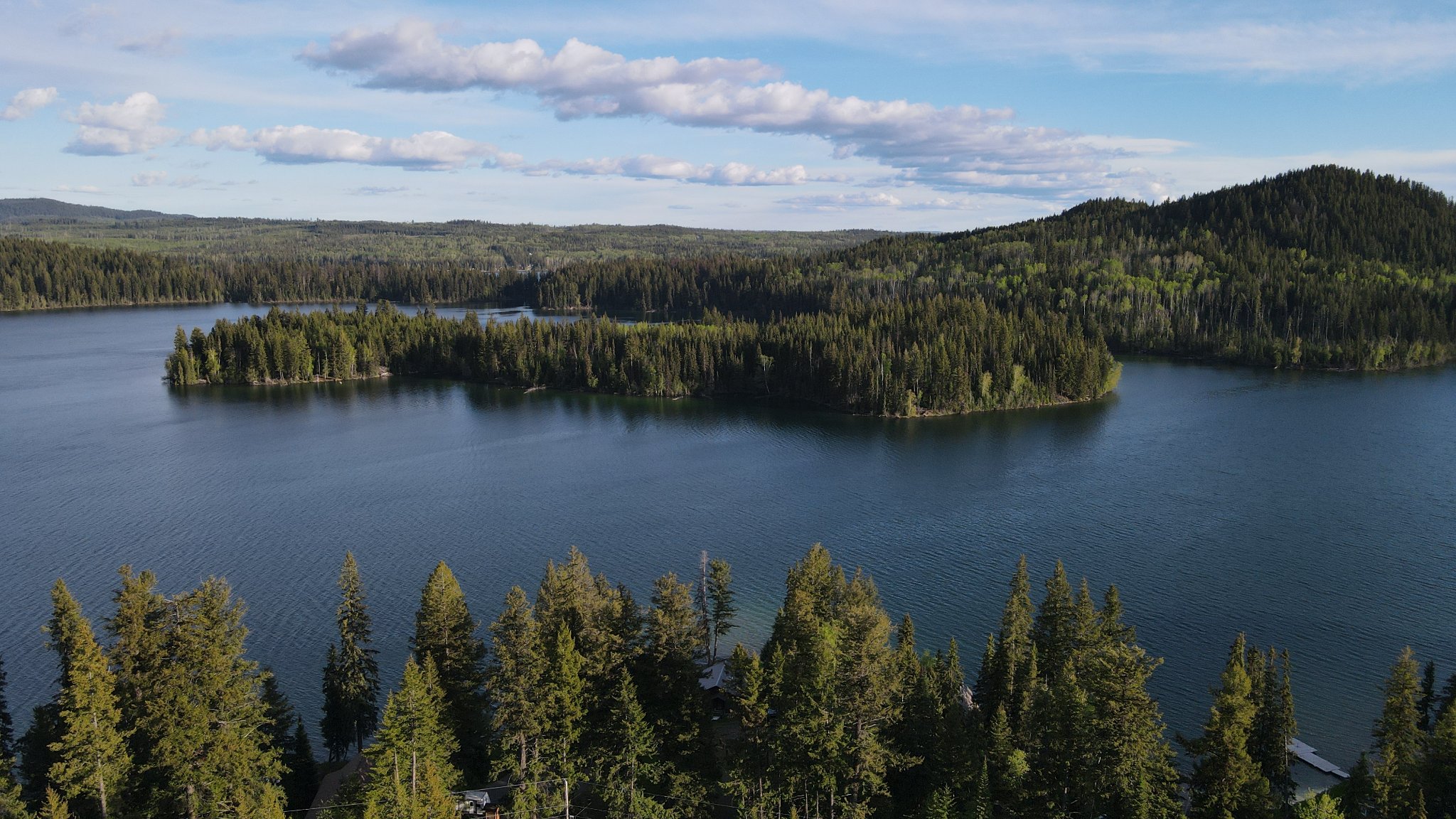 Aerial view of Sulphurous Lake at the height of summer